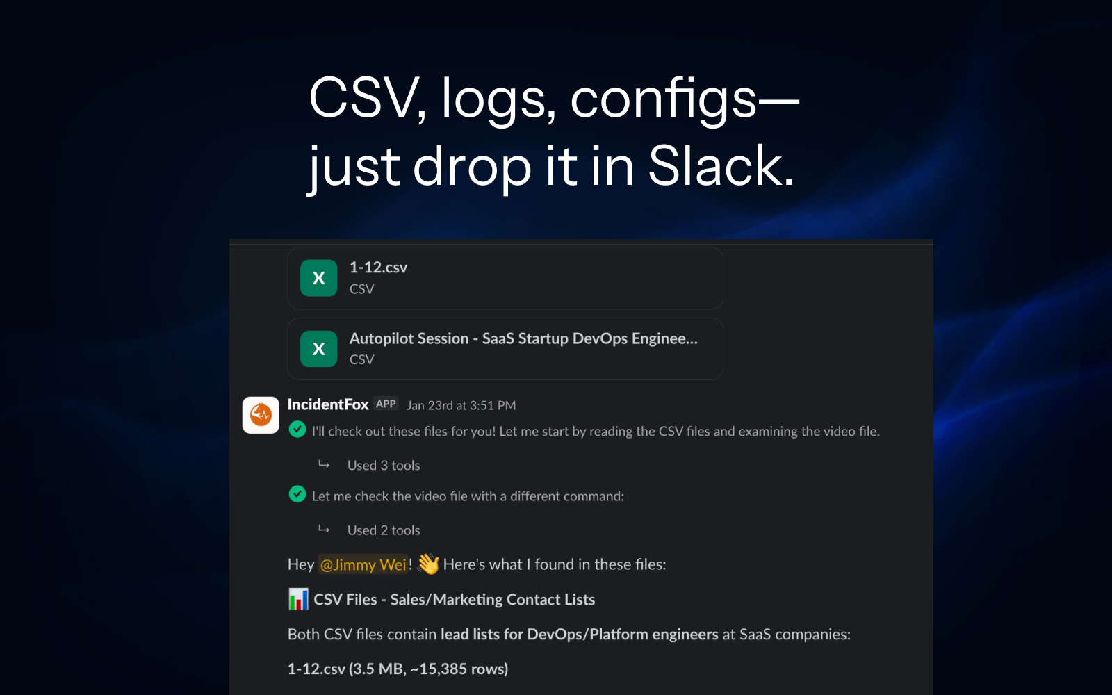 Drop files in Slack